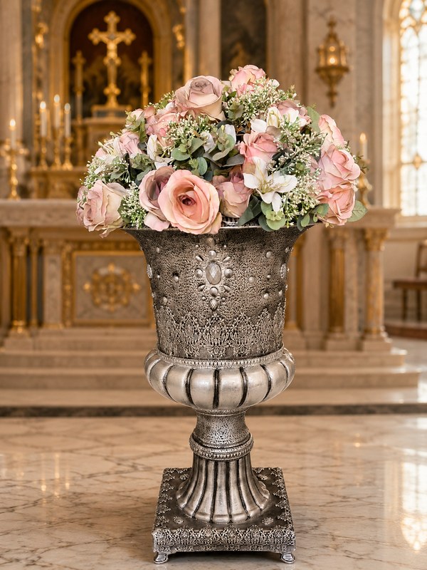 Vaso Relicário Extra em acabamento prata envelhecido da Kaeru Decorações