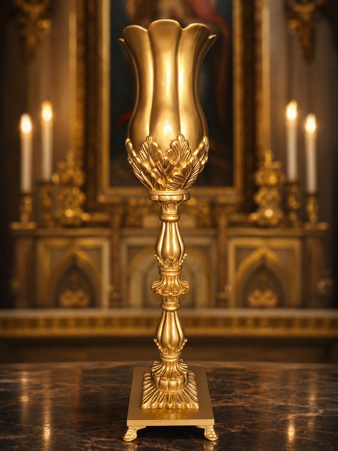Vaso Romano Coluna Médio em acabamento dourado da Kaeru Decorações